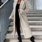 Women's Thick Windproof Belted Long Trench Coat Outerwear
