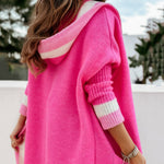 Oversized Knit Long Cardigan Hoodie Balloon Long Sleeve Pocket Jacket