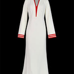 Bodycon Long Sleeves Contrast Color Elasticity Pleated Split-Joint Deep V-Neck Maxi Dresses