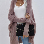 Nadorine Women's Batwing Sleeve Split Hem Open Front Cardigan