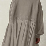 Fake two piece solid color color matching loose pleated dress