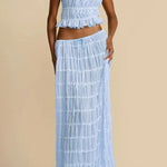 Versatility and Vintage Charm Pleated Drawstring Waist Tiered Maxi Skirt