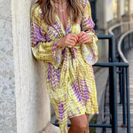 Take Me Away Tie-dye Print Tie Waist Mini Dress