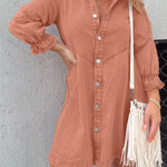 New Washed Denim Puff Sleeve Dress