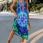 Ethnic Style Print Dress Long Maxi Dresses Retro Tank Dress Loose Beach Dress
