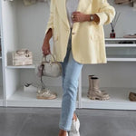 Solid Color Casual Lapel Long Sleeve Oversized Blazer