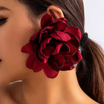 Solid Color Three-Dimensional Flower Drop Earrings