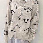 Irregular Button Casual Cardigan Loose Crew Neck Sweater Outerwear