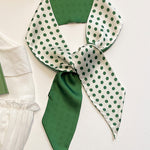 Urban Silk Imitation Polka-Dot Printed Green Scarf