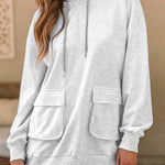 Pocketed Long Sleeves Drawstring Hoodied Sweatshirt