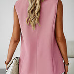 Sleeveless Buckled Slit Side Single Breasted Blazer Casual Office Wear Vest Jacket