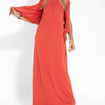Two-piece Halterneck Tie Sleeveless Long Dress and Irregular Cardigan Set