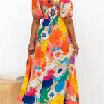 Floral Frenzy Printed Puff Sleeve Back Smocked Maxi Dress