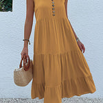 Sleeveless loose casual solid color vest dress