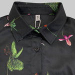 Long Sleeves Loose Asymmetric Flower Print Split-Joint Lapel Blouses&Shirts Tops