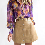 Personalized tie-dye V-neck long-sleeved button-down shirt