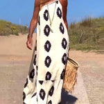 Nadorine Women's Casual Print Loose Fit Sleeveless Halter Neck Maxi Dress