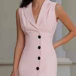 Sleeveless Tailored Button-Front Midi Dress