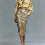 Women's Long-sleeved Shirt And Sequined Pencil Skirt Set