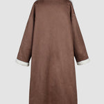 Faux Suede Drop Shoulder Pocket Longline Shearling Coat