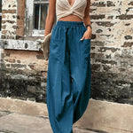 Loose Plus Size Elasticity Pockets Solid Color Pants