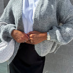 Solid Color Casual Long Sleeve Knitted Cardigan