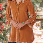 Women's Velvet Button Lapel Shirt