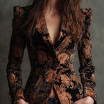 Véronique – Fitted Bronze Floral Pattern Blazer
