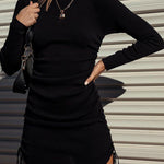Sexy Long Sleeve Drawstring Adjustable Dress