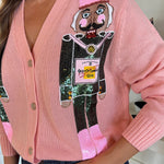 WHITE BUTTERFLY NUTCRACKER CARDIGAN