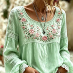 Amabel™ | Boho Floral Embroidered Blouse