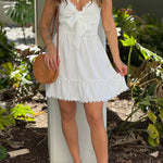 OFF WHITE SHORT DRESS WITH BOW