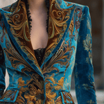 Luxury Bohemian Baroque Velvet Tailored Blazer