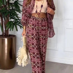 Unique bold floral print two piece set