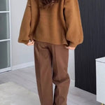 Solid Color Versatile V-Neck Pocket Sweater Jacket
