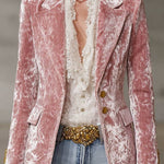 Velvet Double-Breasted Decorative Blazer