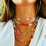 Sally Rainbow Millet Beads Pearl Necklace Set