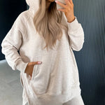 Slit Hoodie Pencil Pants Two Piece Set