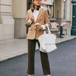 Lapel Collar Single Breasted Blazer Jacket with Pockets