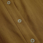 Women's Mustard Elegant Linen Blended Button - Front Belted Midi Shirt Dress