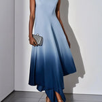 Loose Sleeveless Gradient Split-Joint Boat Neck Evening Dresses Maxi Dresses