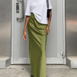 Elegant Satin Trumpet Skirts Fashion Slim High Waist Skirts