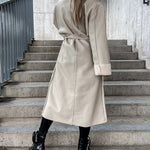 Women's Thick Windproof Belted Long Trench Coat Outerwear