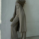 Nadorine Women's Casual Knitted Three-piece Set Slim Fit Vest with Cardigan and Wide-leg Pants