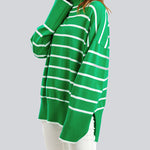 Striped Sweater Casual Turtleneck Knit Pullover Jumper Tops