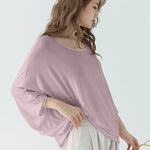 Vintage Loose Round-Neck Batwing Sleeves Shirts