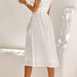 Sweet Elegant Solid V Neck A Line Short Sleeve Dress