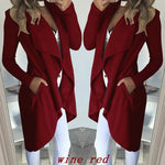 Fashion Solid Color Lapel Slim Long Windbreaker Jacket