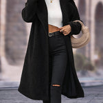 Faux Fur Plush Coat Lapel Collar Open Front Teddy Coat