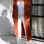 Open Front Drop Shoulder Pocketed Long Sweater Cardigan